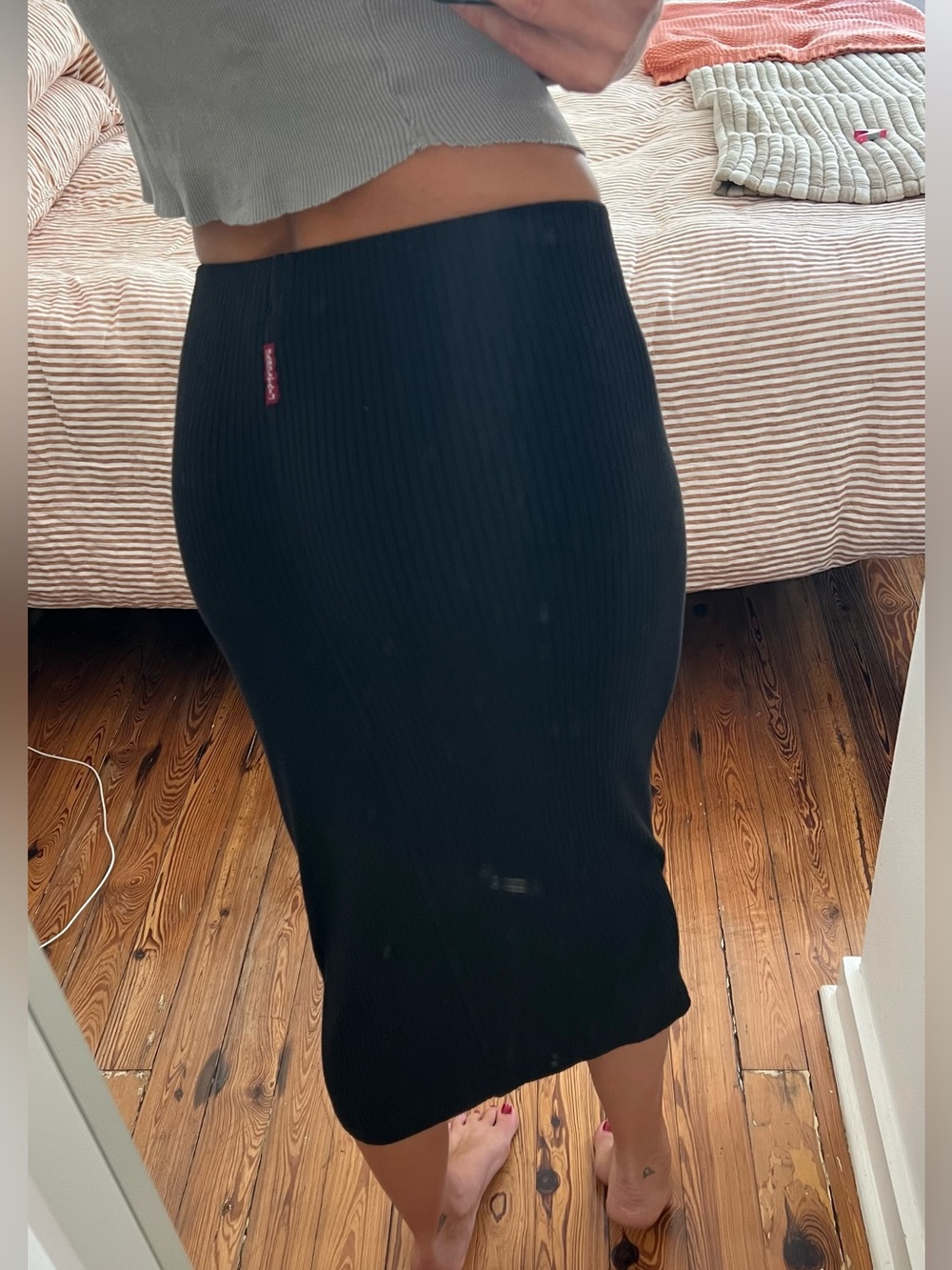Hard⭐️Tail Black Ribbed Midi Skirt